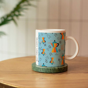 Mug Vibrant Oranges Blues Citation des amateurs de caf