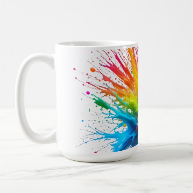 Mug Vibrant Rainbow Paint Splatter Explosion (Gauche)