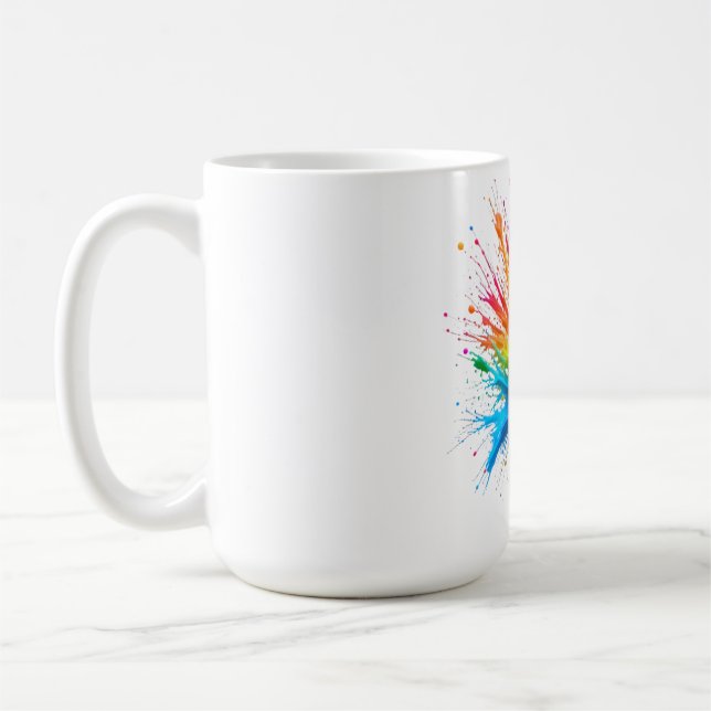 Mug Vibrant Rainbow Paint Splatter Explosion (Gauche)