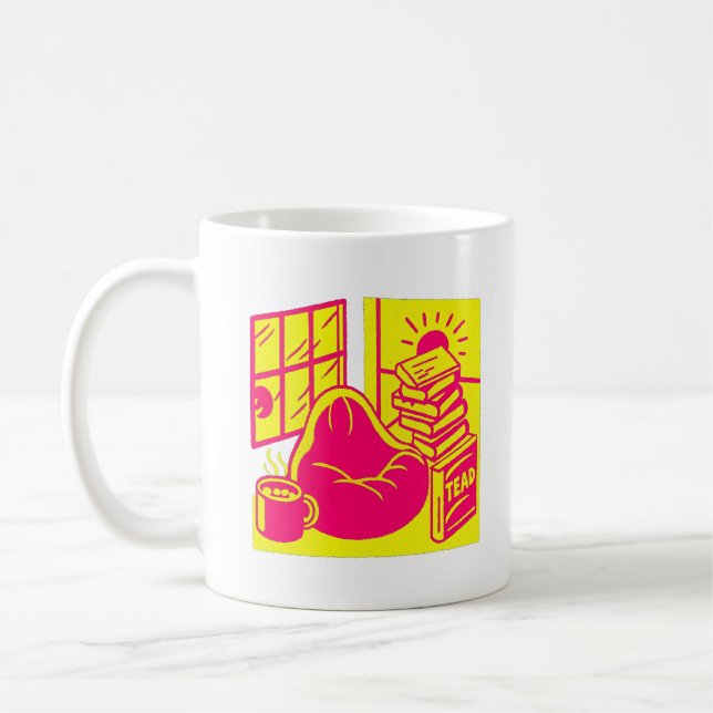 Mug Vibrant Retro Reading Nook Illustration (Gauche)