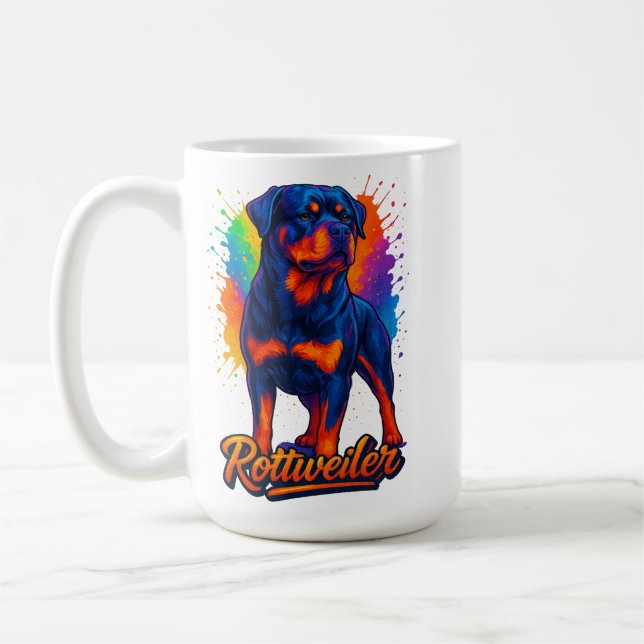Mug Vibrant Rottweiler Pop Art – Bold Neon Dog (Gauche)