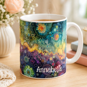 Mug Vibrante Abstrait Coloré Nom Art Motif Gras