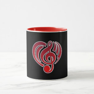 Mug Vibrations Amour musical Coeur rouge Musique Note 