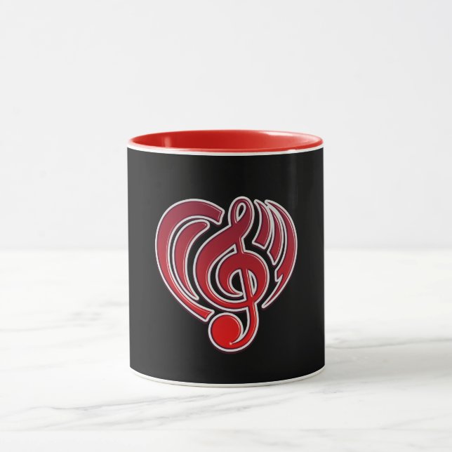 Mug Vibrations Amour Musical Cœur Rouge Note De Musiqu (Centre)