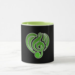 Mug Vibrations Amour Musical Coeur Vert Musique Note D