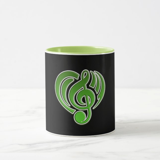 Mug Vibrations Amour Musical Cœur Vert Note De Musique (Centre)