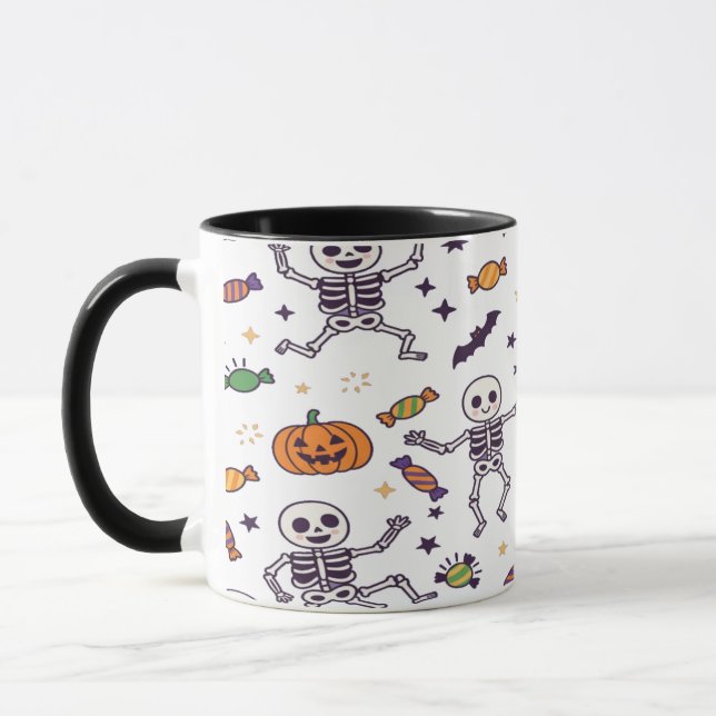 Mug Vibrations de squelette effrayant pour Halloween (Gauche)