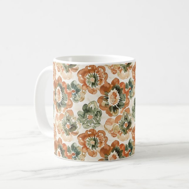 Mug Vibrations des années soixante-dix Fleurs orange v (Devant gauche)