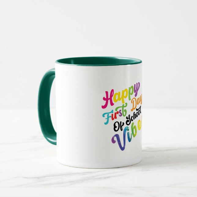 Mug vibrations heureuses du premier jour d'école (Devant gauche)