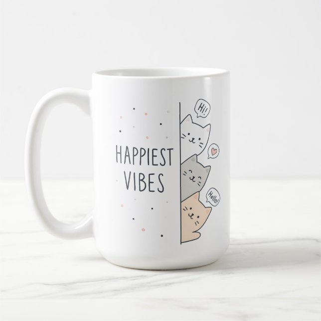 Mug Vibrations les plus heureuses Chats Mignons Esthét (Gauche)