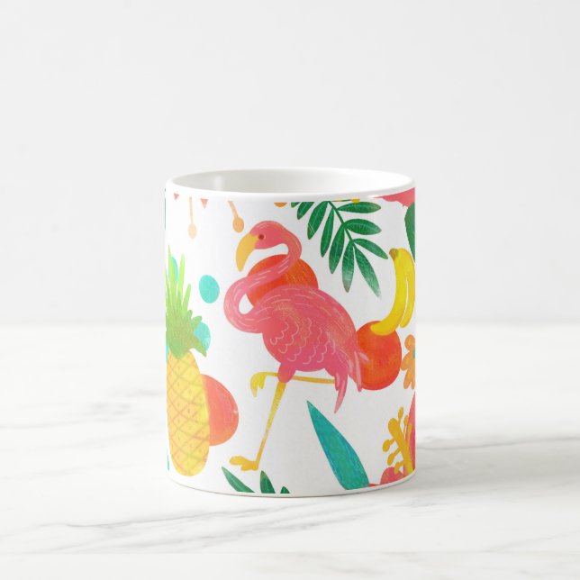 Mug Vibrations Tropicales Feuilles Florales Été Chic (Centre)