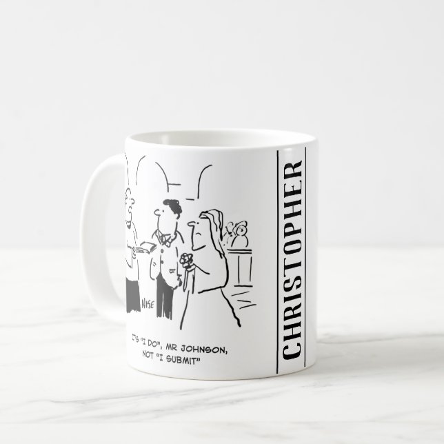 Mug Vicar sur Mariage dit à Bridegroom de dire "je le  (Devant gauche)
