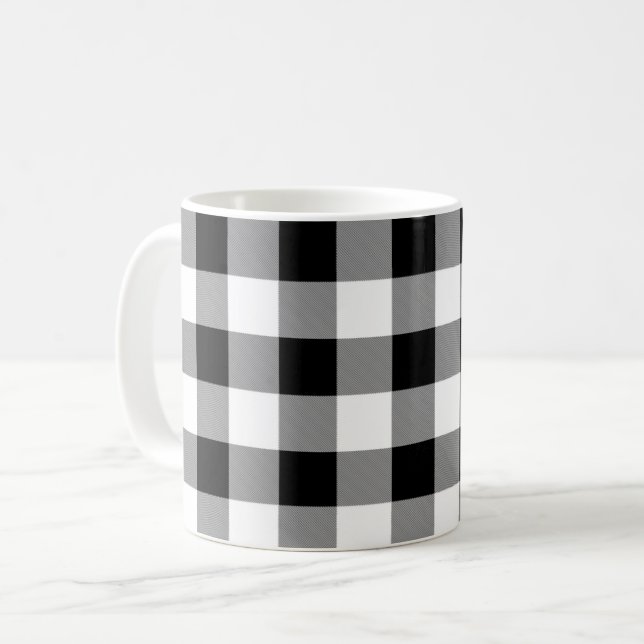 Mug Vichy buffalo noir et blanc (Devant gauche)