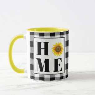 Mug Vichy buffle tournesol "Accueil"