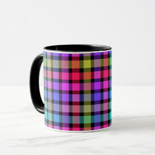 Mug Vichy Madras à carreaux arc-en-ciel lumineux