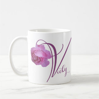 Mug Vicky personnalisable joli rose floral rose 