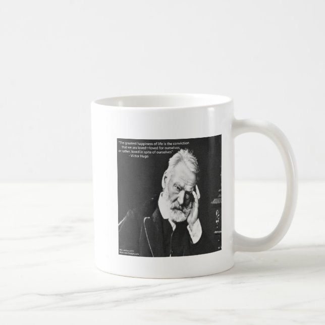 Mug Victor Hugo & Citation sur le Bonheur Cadeaux T-sh (Droite)
