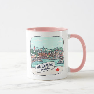 Mug Victoria BC Canada Pastel Skyline Cute Cityscape