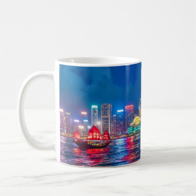 Mug Victoria Harbour & Hong Kong Skyline à la nuit (Gauche)