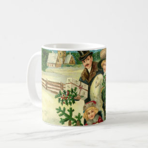 Mug Victorian Famy in the snow Christmas scene