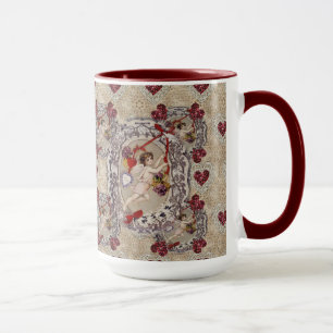 Mug Victorian Valentine Angel Red Heart