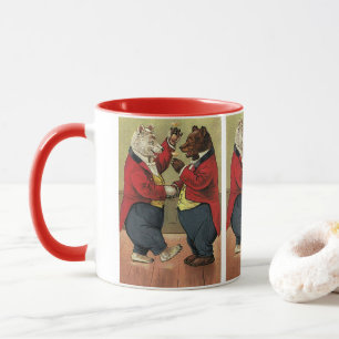 Mug Victorien vintage Joyeux, Gay, Ours Danseurs