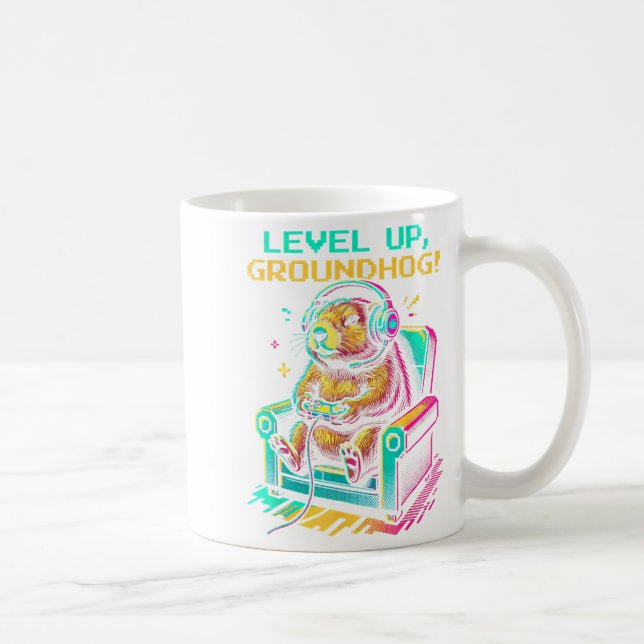 Mug Vidéo drôle de graphisme de marmotte pour hommes g (Droite)