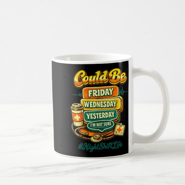 Mug vie de l'équipe de nuit drôle style 70 infirmière  (Droite)