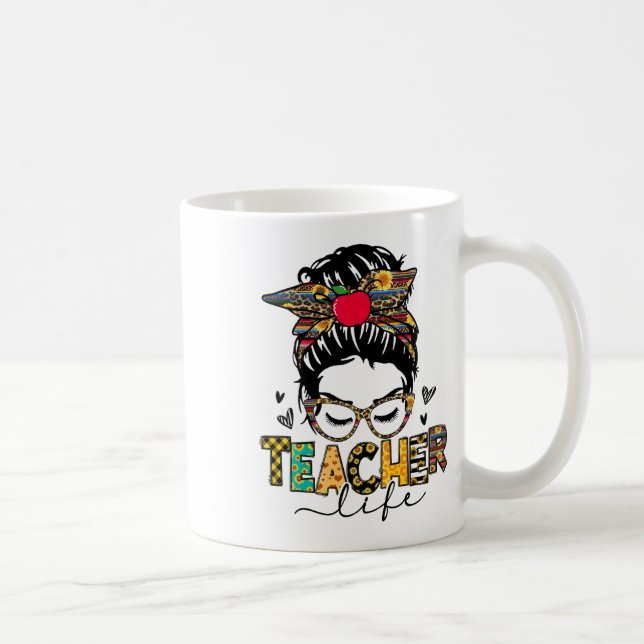 Mug Vie d'enseignant Fouillis Bonheur Premier Jour d'É (Droite)
