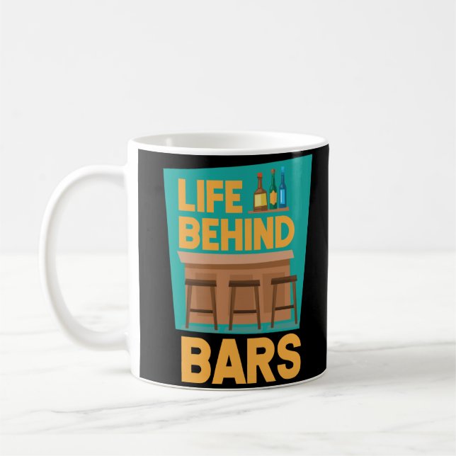 Mug Vie Derrière Les Barres Drôle Bartender Mixologue (Gauche)