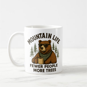 Mug Vie en montagne, moins de gens, plus d'arbres, caf
