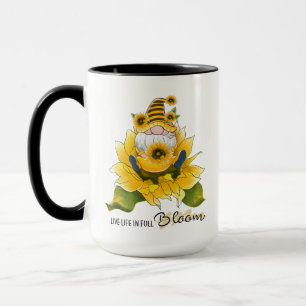 Mug "Vie en pleine floraison" Gnome/Tournesols sur mes