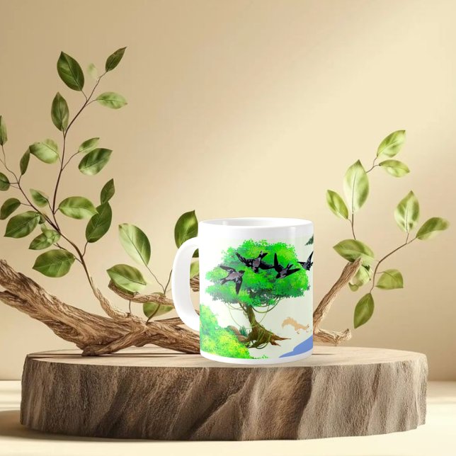 Mug Vie forestière printanière avec oiseaux et écureui (Créateur téléchargé)
