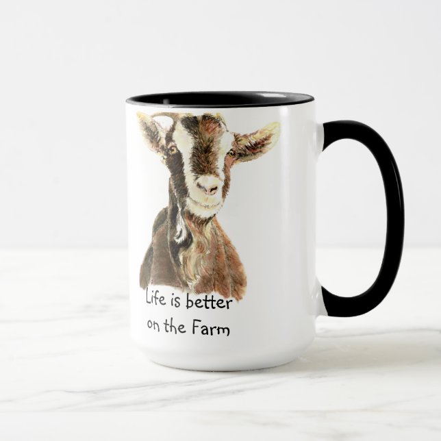 Mug Vie meilleure à la ferme, chèvre, animal, amusemen (Droite)