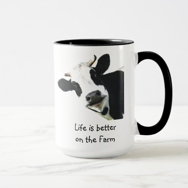Mug Vie meilleure sur la ferme Vache Animaux Fun (Droite)