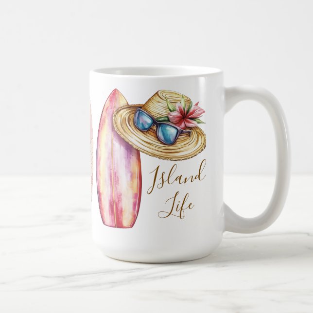 Mug Vie personnalisable d'île de Surf s'est déclenché  (Droite)