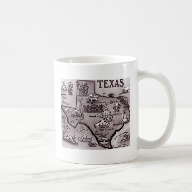 Mug Vieille carte de bande dessinée du Texas (Droite)