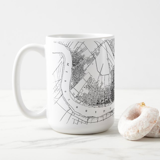 Mug Vieille carte de la Nouvelle-Orléans Louisiane (Avec donut)