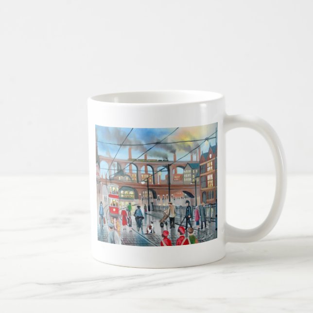 Mug Vieille peinture à l'huile de train de viaduc de (Droite)