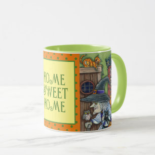 MUG VIEILLE WITCH HAPPY HOME, BEAUCOUP DE CHATS & OWL 