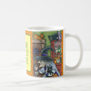 MUG VIEILLE WITCH HAPPY HOME, BEAUCOUP DE CHATS & OWL