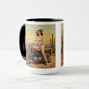 Mug Vielle école Retro Pin-up fille sur moto