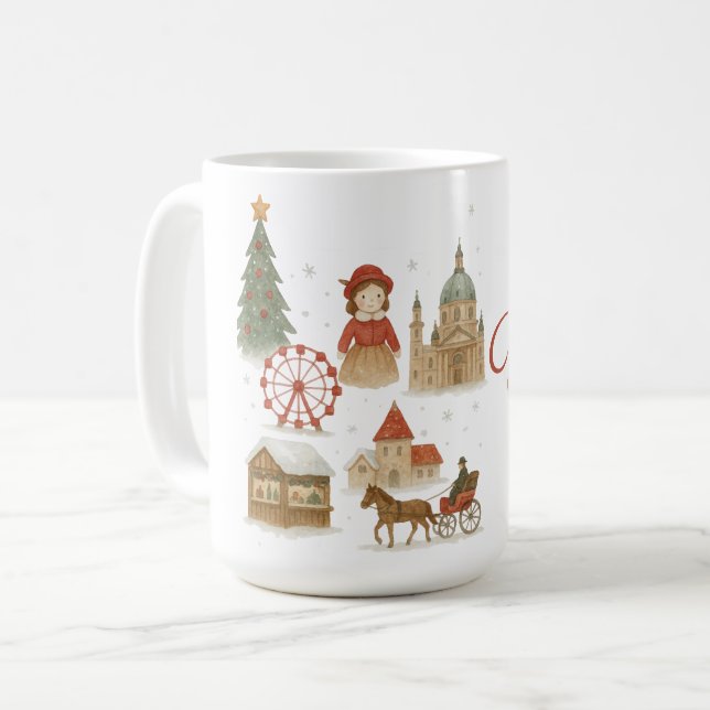 Mug Vienna Christmas Watercolor – Cozy Winter Austria  (Devant gauche)