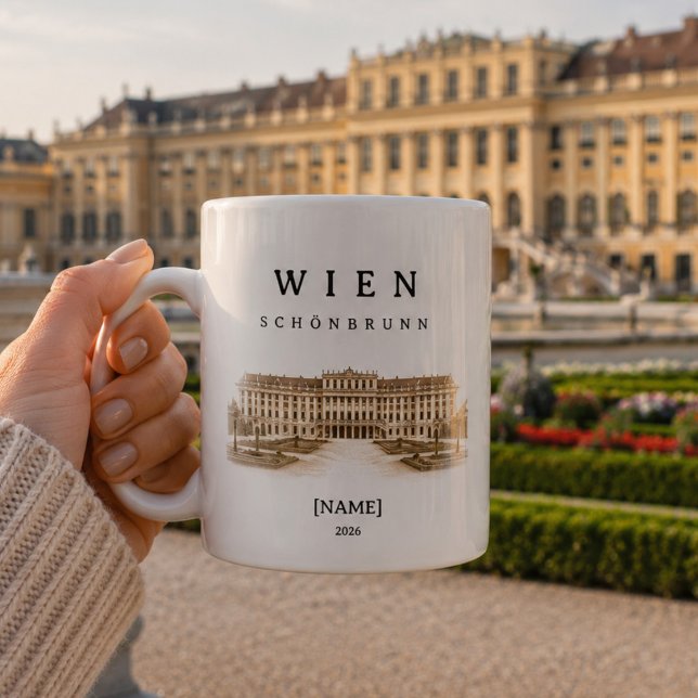 Mug Vienne personnalisé Schönbrunn | Nom & Année (Deine personalisierte Wien Schönbrunn Tasse stilvoll einzigartig mit deinem Namen gestaltet)