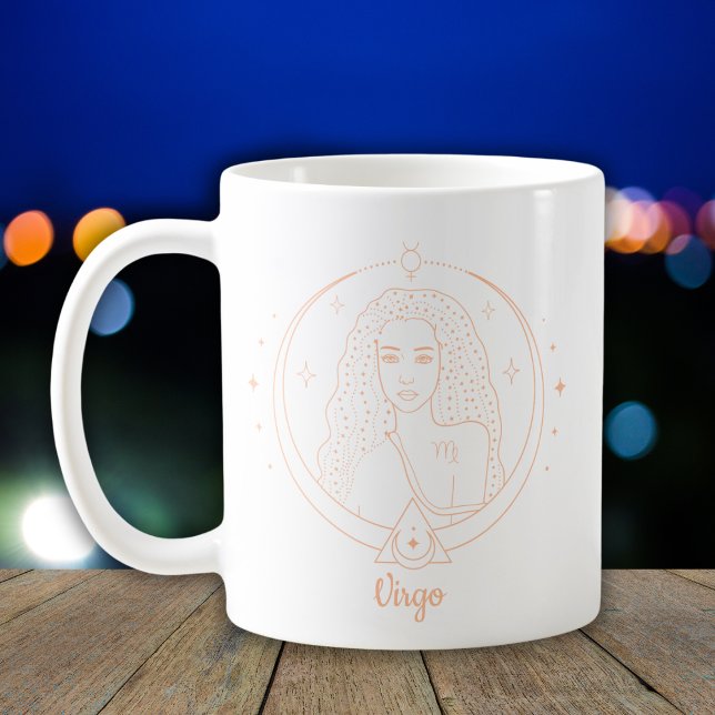 Mug Vierge Ligne d'Art Zodiaque Blanc Pêche (Créateur téléchargé)