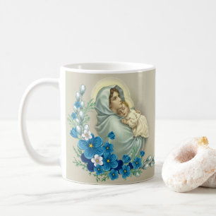 Mug Vierge Marie béni Jésus fleurit la prière de