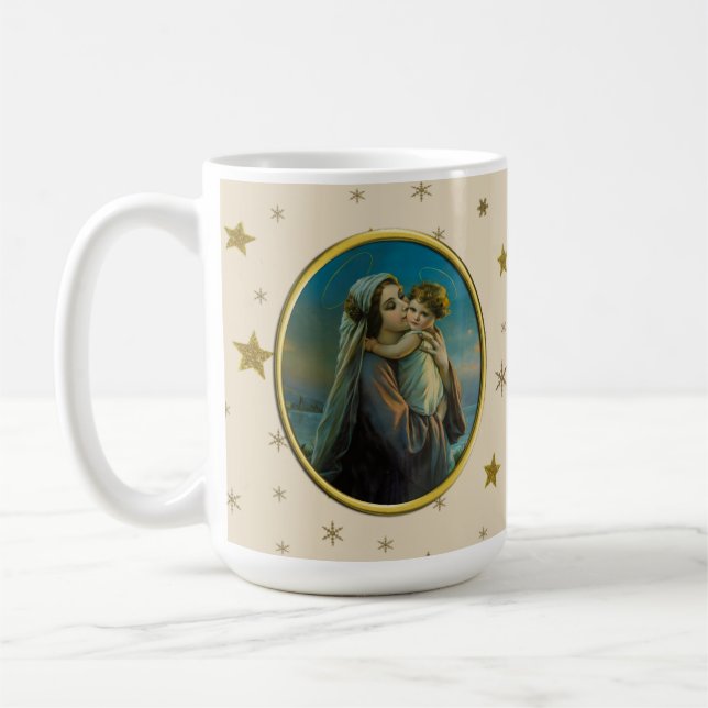 Mug Vierge Marie et Bébé Jésus à Noël étoilé (Gauche)