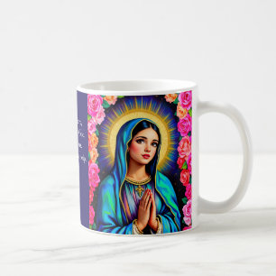 Mug Vierge Marie Prière Vibrant café floral