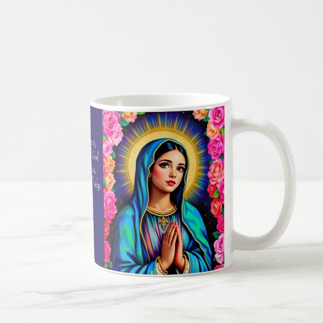 Mug Vierge Marie Prière Vibrant café floral (Droite)