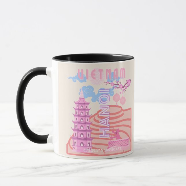 Mug Vietnam Travel Art, rose (Gauche)